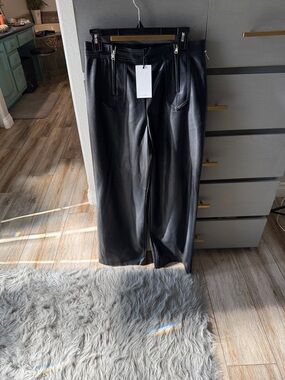 7 For All Mankind Black Faux Leather Pants - Sleek Finish